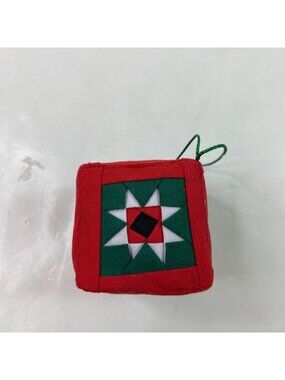 Quilted Ohio Star Christmas Ornament Red Green Patchwork